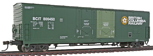 Master(TM) Evans 53' Double Plug-Door Boxcar - Ready to Run -- British Columbia Railway #800450 (green, Dogwood Logo)