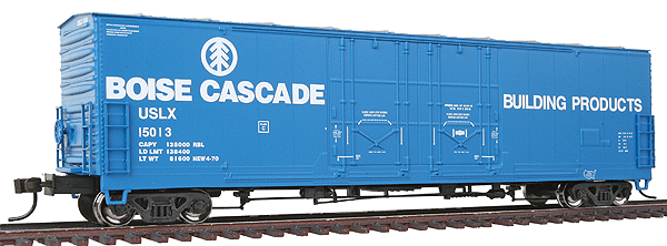 Master(TM) Evans 53' Double Plug-Door Boxcar - Ready to Run -- Boise Cascade #15013 (blue)