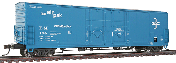 Master(TM) Evans 53' Double Plug-Door Boxcar - Ready to Run -- Boston & Maine #134 (blue, Stencilled Marks)