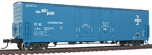Master(TM) Evans 53' Double Plug-Door Boxcar - Ready to Run -- Boston & Maine #141 (blue, Stencilled Marks)