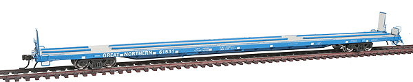 Atlas Master(R) 89' 4" Flatcar w/Mid/End Hitches -- Great Northern #61531