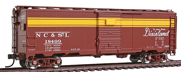 Master(TM) 1932 ARA 40' Steel Boxcar - Ready to Run -- Nashville, Chattanooga & St. Louis #18499 (brown, yellow, Dixieland Slogan)