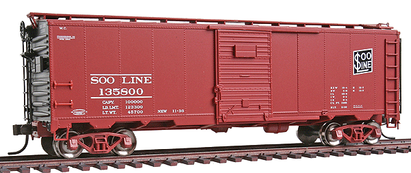 Master(TM) 1932 ARA 40' Steel Boxcar - Ready to Run -- Soo Line #135800 (brown, black Logo)