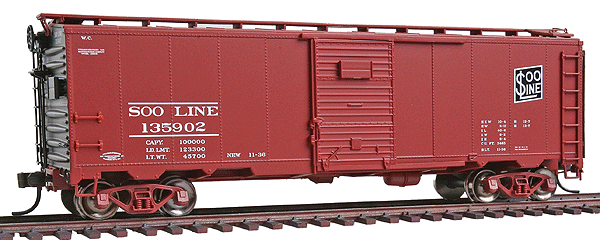 Master(TM) 1932 ARA 40' Steel Boxcar - Ready to Run -- Soo Line #135902 (brown, black Logo)