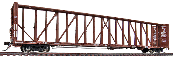 Master Line(R) 73' Center Partition (Centerbeam) Flatcar - Ready to Run -- Arkansas-Oklahoma #29150 (brown)