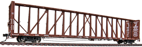 Master Line(R) 73' Center Partition (Centerbeam) Flatcar - Ready to Run -- Arkansas-Oklahoma #29251 (brown)