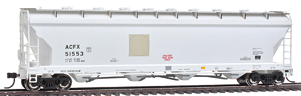 Master Line ACF 4-Bay Center Flow(R) Pressureaide(R) Covered Hopper Assembled -- ACFX #51553 (NKC 1993 Repaint, white, gray)