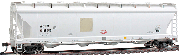 Master Line ACF 4-Bay Center Flow(R) Pressureaide(R) Covered Hopper Assembled -- ACFX #51555 (NKC 1993 Repaint, white, gray)