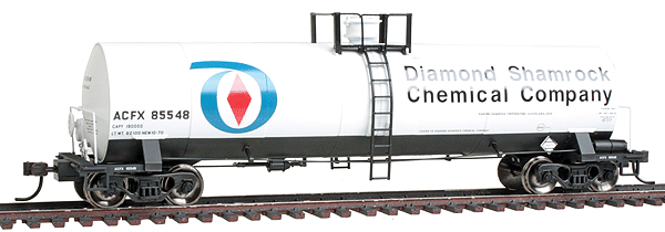 Master(TM) ACF 17,360-Gallon Tank Car - Ready to Run -- Diamond Shamrock #85548 (white, black)