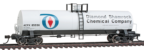 Master(TM) ACF 17,360-Gallon Tank Car - Ready to Run -- Diamond Shamrock #85556 (white, black)