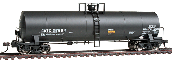 Master(TM) ACF 17,360-Gallon Tank Car - Ready to Run -- Olin Chemical GATX #35694 (black, No Logo)