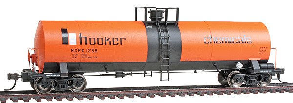 Master(TM) ACF 17,360-Gallon Tank Car - Ready to Run -- Hooker Chemicals #1258 (orange, black)