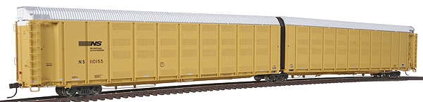 Master(TM) Thrall Articulated Auto Carrier - Ready to Run -- Norfolk Southern #110155 (yellow)