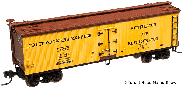 Master 40' Wood Reefer - Ready to Run -- Northern Refrigerator/Fruit Dispatch Company #24243 (yellow, brown, black)