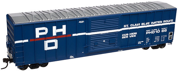 Master FMC 5077 Single Door Boxcar Late Version - Ready to Run -- Port Huron & Detroit #1066 (blue, white, red)