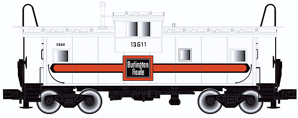 Extended-Vision Caboose - Master(R) - Ready to Run -- Chicago, Burlington & Quincy #13611 (silver, red, black, red Stripe)