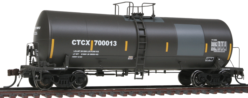 Trinity 17,600-Gallon Corn Syrup Tank Car - Ready to Run -- CIT Group CTCX #700013 (black, yellow Conspicuity Marks, No Logo)