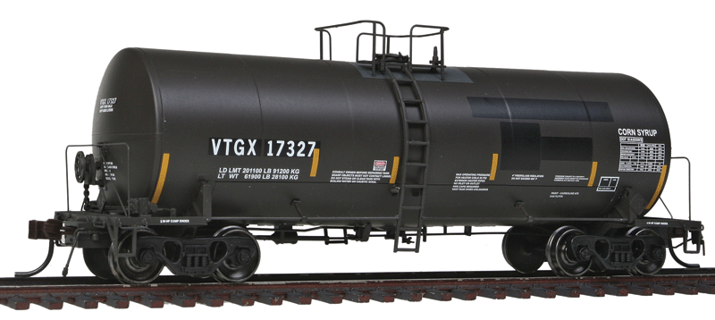 Trinity 17,600-Gallon Corn Syrup Tank Car - Ready to Run -- VTG North America VTGX #17327 (Black Patches, black, No Logo)