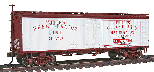 36' Wood Reefer w/Truss Rods - Ready to Run - Master(R) -- White Provision Co. #3353 (white, Boxcar Red, black, red, Lard)