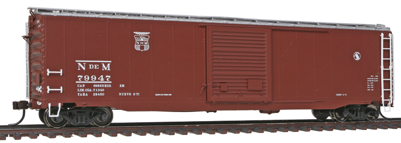Postwar 50' Single-Door Boxcar - Ready to Run - Master -- Nacionales de Mexico #79947 (Boxcar Red, Small Logo)