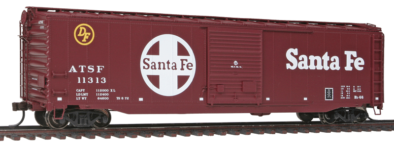 Postwar 50' Single-Door Boxcar - Ready to Run - Master -- Atchison, Topeka & Santa Fe #11313 (Boxcar Red, white, Large Logo)