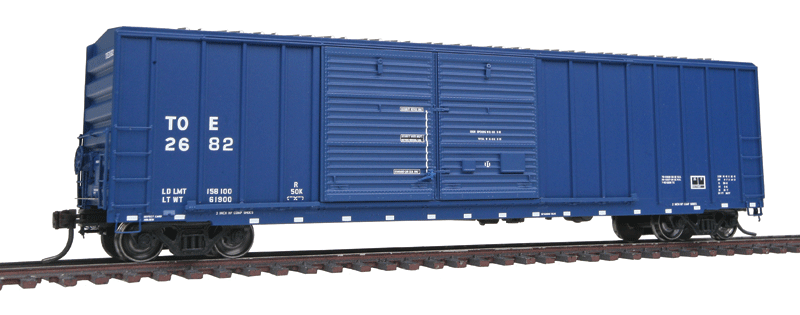 FMC 5077 Offset Double-Door Boxcar - Ready to Run - Master(R) -- Texas, Oklahoma & Eastern #2682 (blue, white)