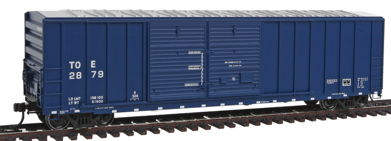 FMC 5077 Offset Double-Door Boxcar - Ready to Run - Master(R) -- Texas, Oklahoma & Eastern #2879 (blue, white)