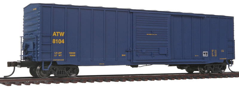 ACF 50' Precision Design Rib-Side Boxcar - Ready to Run - Master(TM) -- Atlantic & Western ATW #8104 (blue, Reporting Marks Only)