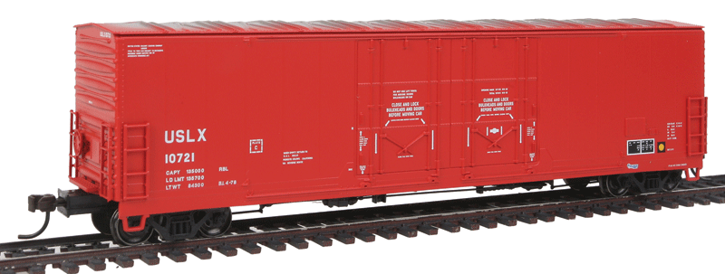 Evans 53' Double Plug-Door Boxcar - Ready to Run - Master -- US Railway Leasing USLX #10721 (red)