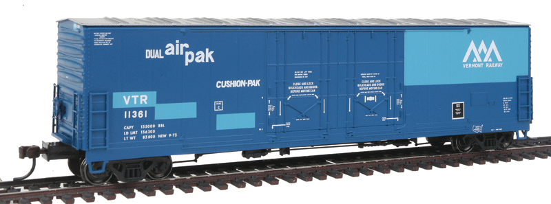 Evans 53' Double Plug-Door Boxcar - Ready to Run - Master -- Vermont Railway #11361 (Patched, blue)