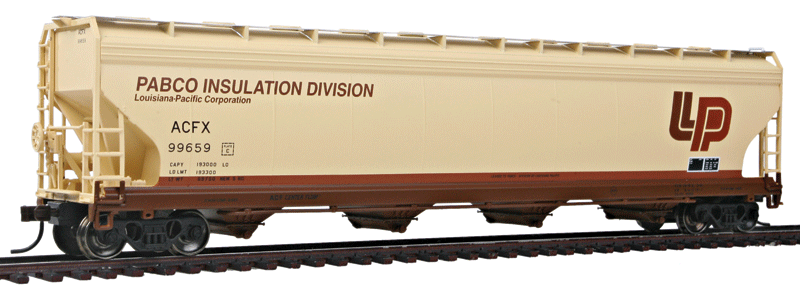 ACF 5701 Centerflow Plastics Hopper - Ready to Run - Master(R) -- Louisiana-Pacific ACFX #99659 (gray, brown, Pabco Insulation Division)