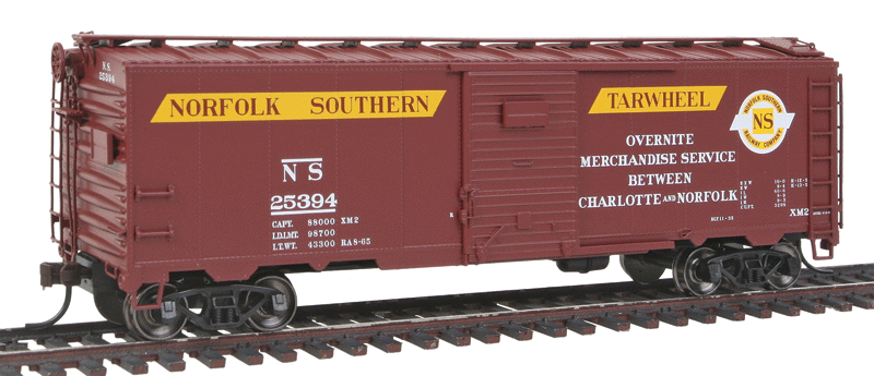 1932 ARA 40' Steel Boxcar - Ready to Run - Master(R) -- Original Norfolk Southern #25394 (Tarwheeel Overnight, Boxcar Red, yellow)