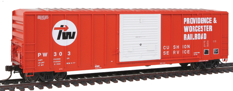 FMC 5077 Single Door Boxcar Early Version - Ready to Run - Master(R) -- Providence & Worcester #222 (red, white, black)