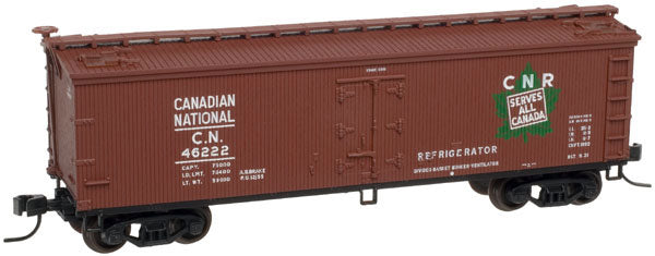 40' Wood Reefer - Ready to Run - Master(R) -- Canadian National #46257 (Boxcar Red, white, green, Leaf Logo)