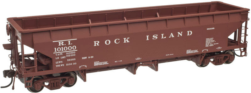 70-Ton Hart Ballast Car 3-Pack - Ready to Run - Master(R) -- Rock Island #101000, 101067, 101129 (Boxcar Red)