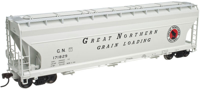 ACF 4650 3-Bay Centerflow Covered Hopper Pre-1971 Body - Ready to Run - Master -- Great Northern #171829 (As-Delivered, gray, red, black, Grain Loading Markin