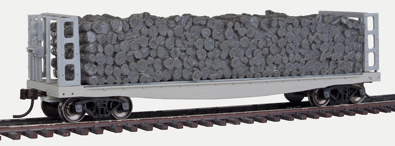 42' Pulpwood Flatcar w/Open Ends & Load - Ready to Run -- Undecorated