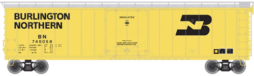 50' Plug-Door Boxcar - Ready to Run - Master(R) -- Burlington Northern #745045 (yellow, black)