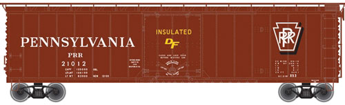 50' Plug-Door Boxcar - Ready to Run - Master(R) -- Pennsylvania Railroad #21299 (Tuscan, Shadow Keystone Logo)