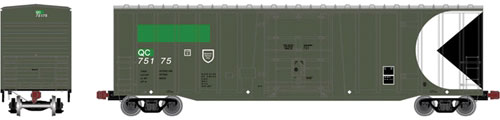 NSC 5111 50' Plug-Door Boxcar - Ready to Run - Master -- Quebec Central QC #75154 (green, white, black, CP Multimark Logo)