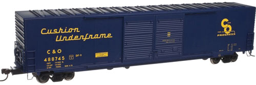 ACF 60' Double-Door Auto Parts Boxcar - Ready to Run -- Chesapeake & Ohio #488734 (blue, yellow, Progress Logo)