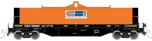 42' Coil Steel Car w/Fishbelly Side Sill - Ready to Run - Master(R) -- California Steel Industries CSIX #100010 (Fantasy Scheme, orange, black)