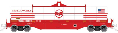 42' Coil Steel Car w/Fishbelly Side Sill - Ready to Run - Master(R) -- US Steel USSX #300012 (Fantasy Scheme, white, red, Geneva Works)