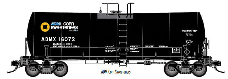 17,600 Gallon Corn Syrup Tank Car - ADM/MCP Style - Master -- Archer-Daniels-Midland #16821 (black, yellow, blue; Corn Sweeteners Logo)