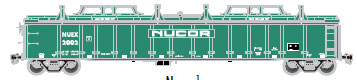Thrall 2743 Covered Gondola - Ready to Run - Master(R) -- Nucor Steel #2005 (green, white)