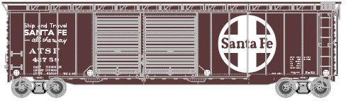 Postwar 50' Double-Door Boxcar - Ready to Run - Master(R) -- Santa Fe #42759 (Boxcar Red, white, Large Logo)