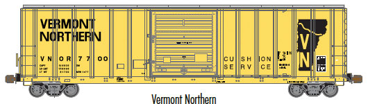 FMC 5077 Single Door Boxcar Early Version - Ready to Run - Master(R) -- Vermont Northern #7715 (yellow, black)