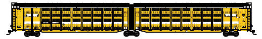 Thrall Articulated Auto Carrier - Ready to Run  - Master(R) -- TTX #880260 (yellow, white, black)