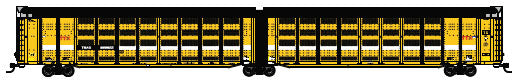 Thrall Articulated Auto Carrier - Ready to Run  - Master(R) -- TTX #880280 (yellow, black, 2008 red Forward Logo)