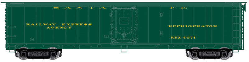ACF/REA Steel Express Reefer - Ready to Run - Master(R) -- Santa Fe REX #4071 (dark green, gold)
